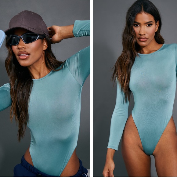 PrettyLittleThing Tops - PrettyLittleThing Slinky Long Sleeve Bodysuit